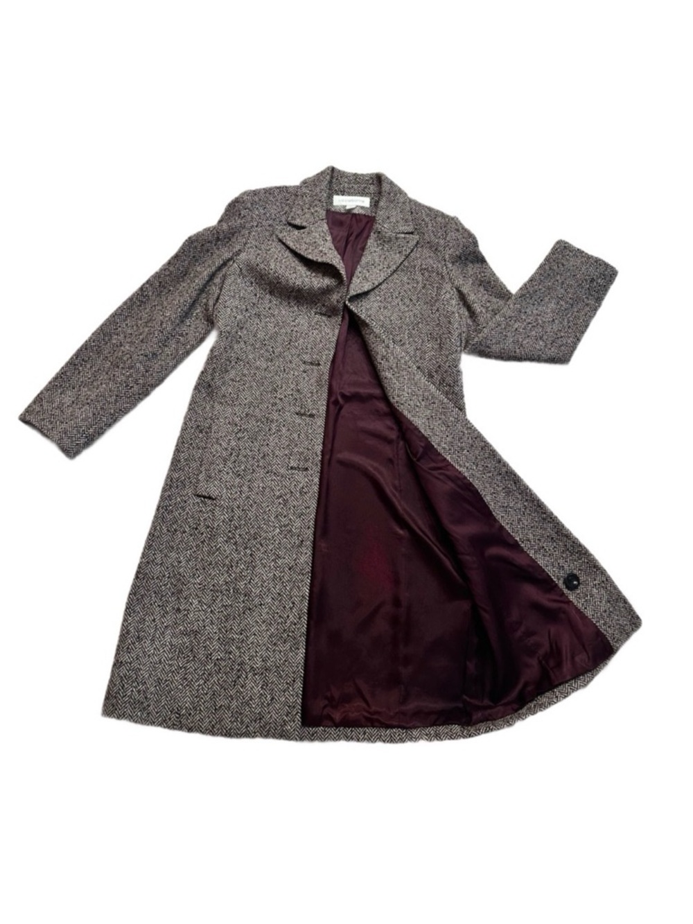 LIZ CLAIBORNE ~ Brown/Black/Beige Tweed Jacket w/Purple lining size 12